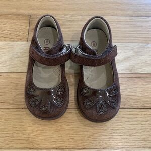 Angel Girls Brown Bloom Leather Lining Gum Sole Mary Jane Shoes Toddler 6